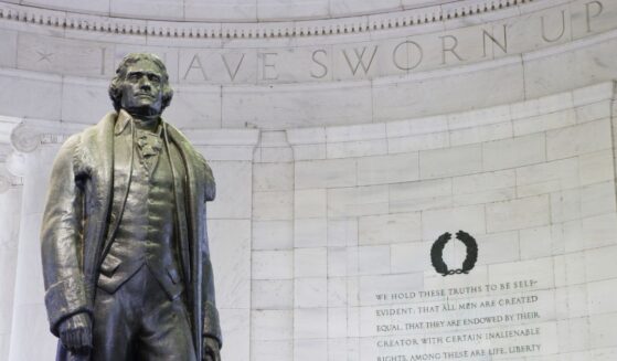 A statue of Thomas Jefferson in the Jefferson Memorial.
