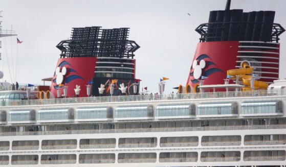The Disney Wonder cruise ship sails out of San Diego Bay on April 24, 2026, in San Diego, California.