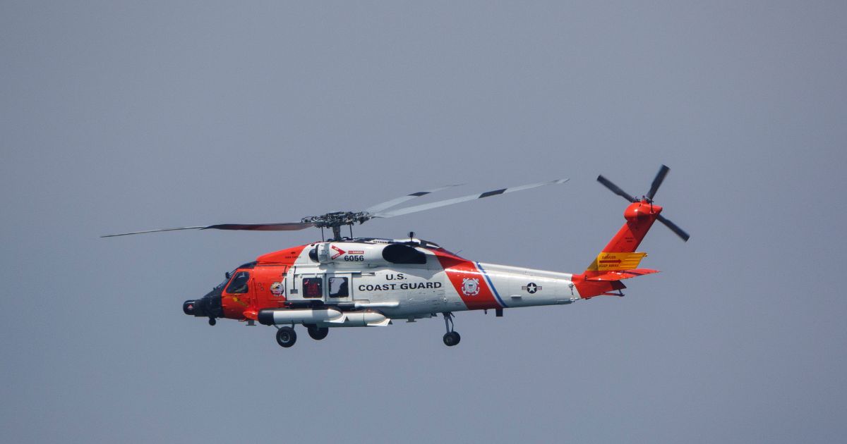 A U.S. Coast Guard Sikorsky MH-60T Jayhawk helicopter flies to the U.S. Coast Guard Sector San Diego air station on June 28, 2025, in San Diego, California.