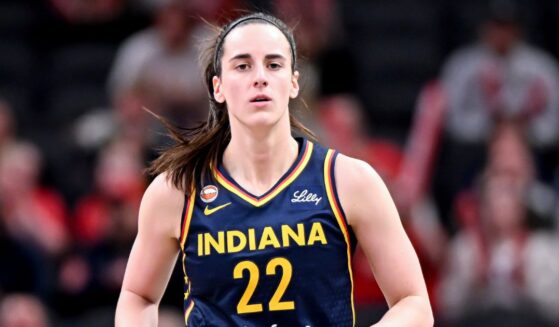 Caitlin Clark of the Indiana Fever reacts against the Nigeria National Team during the first half at Gainbridge Fieldhouse on May 2, 2026, in Indianapolis, Indiana.