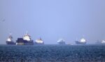 In this picture obtained from Iran's ISNA news agency on May 4, 2026, vessels are pictured anchored in the Strait of Hormuz off Bandar Abbas in southern Iran.