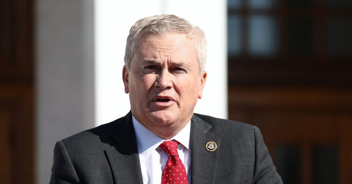 House Oversight Committee Chair James Comer speaks to the press during a deposition with former President Bill Clinton as part of the committee's investigation into convicted sex offender Jeffrey Epstein, in Chappaqua, New York, on Feb. 27, 2026.