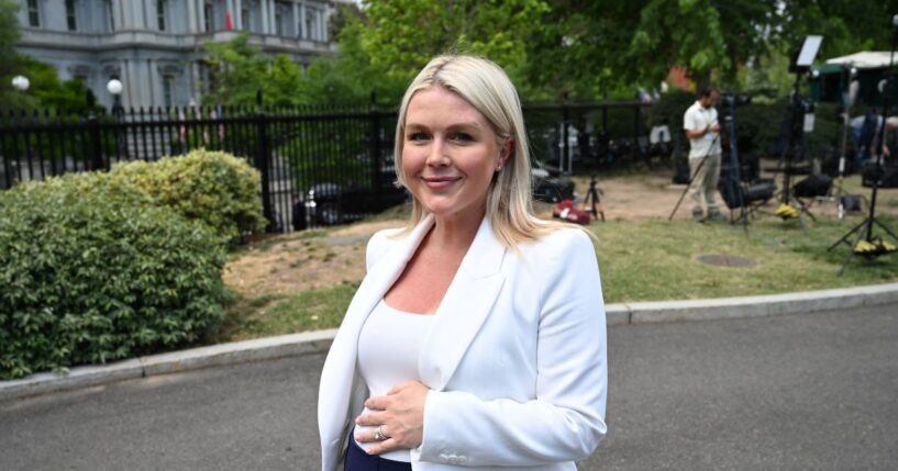 White House Press Secretary Karoline Leavitt walks to speak to the press at the White House in Washington, D.C., on April 24, 2026.