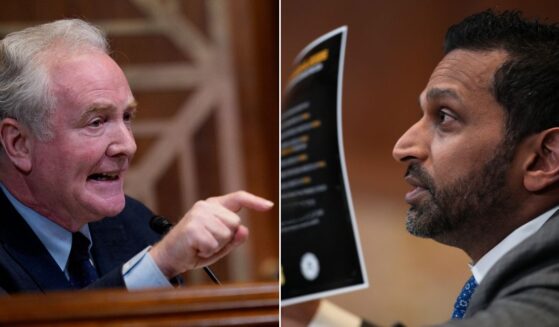 Sen. Chris Van Hollen, left, a Maryland Democrat, clashed with FBI Director Kash Patel Tuesday.