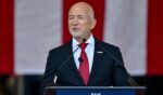 Jeff Bezos, founder of Amazon and CEO of the aerospace manufacturer Blue Origin, is pictured in a February file photo from Cape Canaveral, Florida.