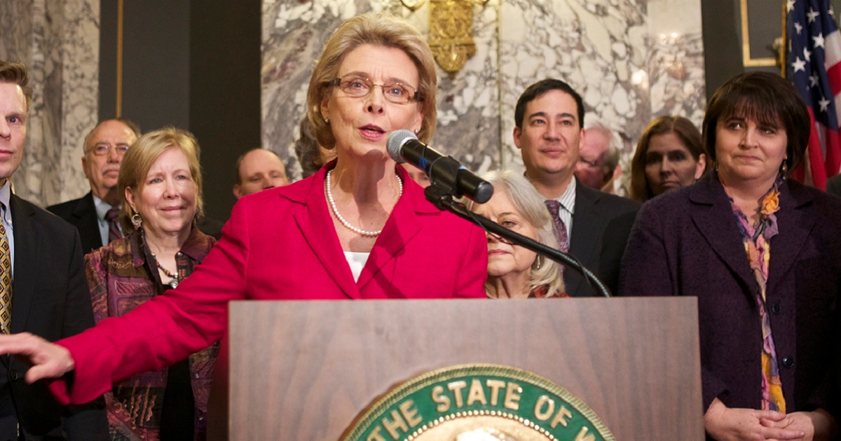 Washington state Gov. Chris Gregoire, pictured in a 2012 file photo.