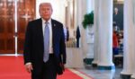 President Donald Trump, heading into a meeting in the East Room of the White House on Monday.