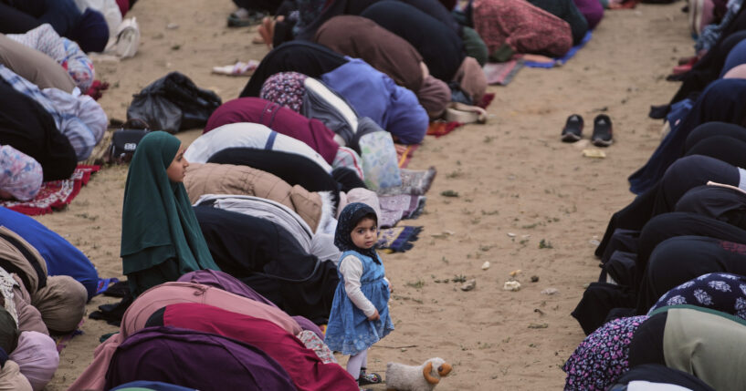 Muslims worshipers offer Eid al-Adha prayers in Gaza City on Wednesday, May 27, 2026.