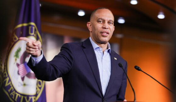 House Minority Leader Hakeem Jeffries, a New York Democrat, is pictured at a news conference April 20, the day before Virginia's redistricting referendum that was thrown out Friday by the Virginia Supreme Court.