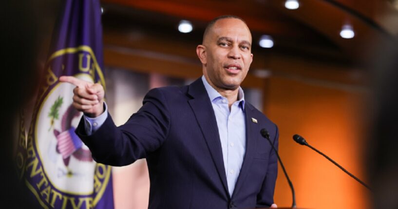 House Minority Leader Hakeem Jeffries, a New York Democrat, is pictured at a news conference April 20, the day before Virginia's redistricting referendum that was thrown out Friday by the Virginia Supreme Court.