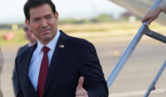 Secretary of State Marco Rubio gives a thumbs up after arriving in Rome for a two-day visit last week.