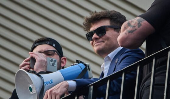 Social media influencer Nick Fuentes, pictured in a 2024 file photo after being ejected from a Turning Point USA event in Detroit.