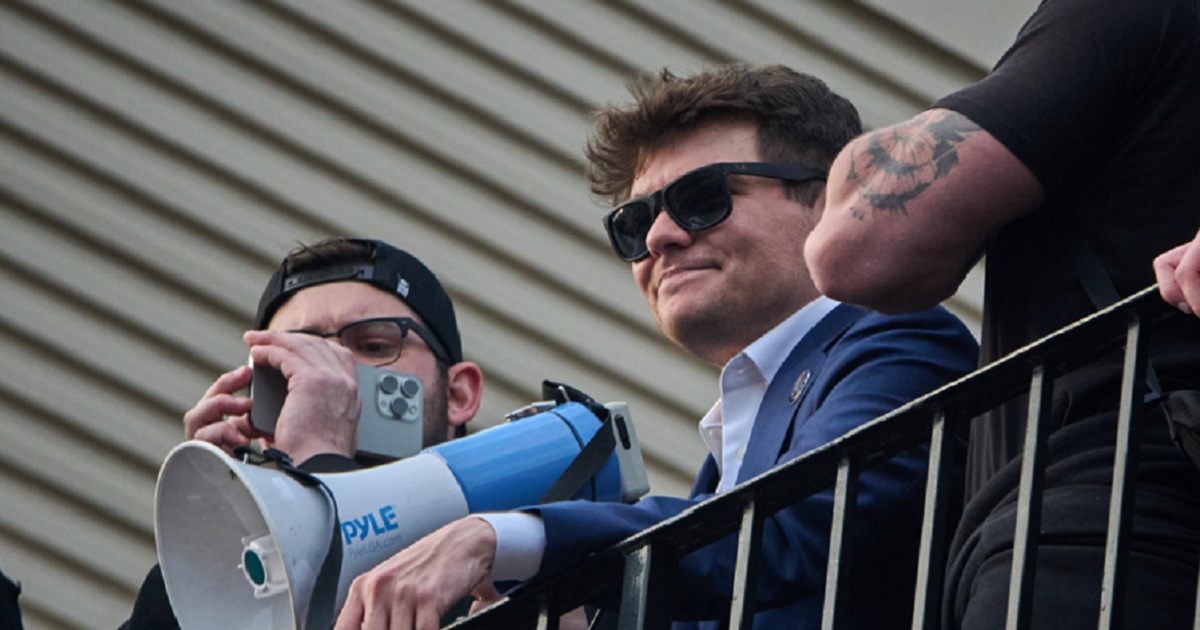 Social media influencer Nick Fuentes, pictured in a 2024 file photo after being ejected from a Turning Point USA event in Detroit.
