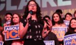 Democratic Congressional candidate Claire Valdez speaks during an election eve rally Monday in New York City.