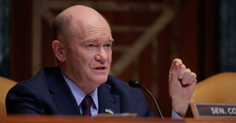 Sen. Chris Coons, a Delaware Democrat, was transported to a hospital after the crash.