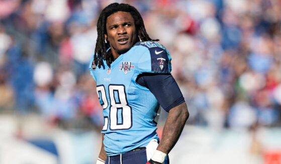 Chris Johnson #28 of the Tennessee Titans watches a replay during a game against the Houston Texans at LP Field in Nashville, Tennessee, in a file photo dated Dec. 29, 2013.