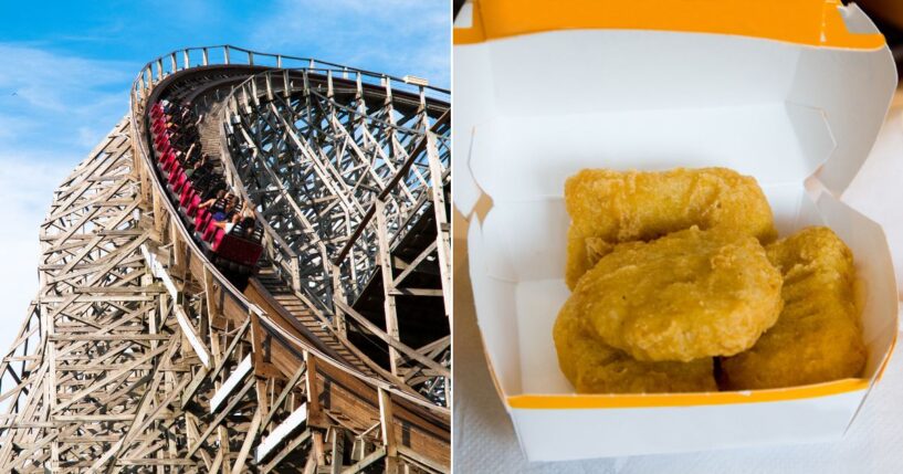 Do chicken nuggets and roller coasters mix? Not according to an Ohio theme park, which banned a popular YouTuber for sneaking the snack food onto a roller coaster and filming himself eating them.
