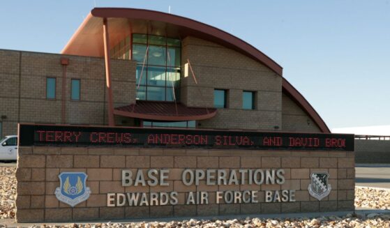 The Base Operations building at Edwards Air Force Base, California, is seen in a file photo from 2017.