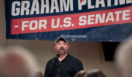 Democratic U.S. Senate candidate Graham Platner speaks during a campaign event on May 17 in Portland, Maine.