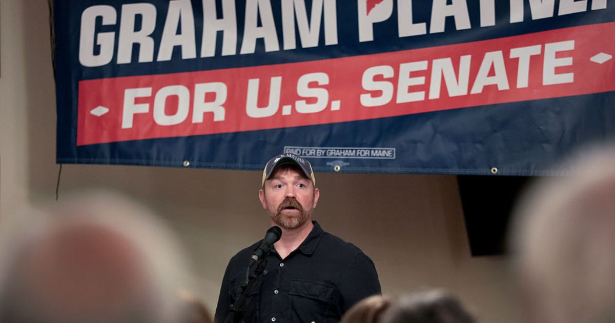 Democratic U.S. Senate candidate Graham Platner speaks during a campaign event on May 17 in Portland, Maine.