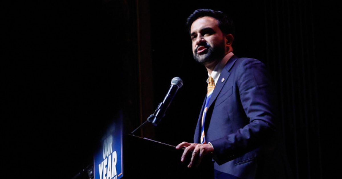 Mayor of New York Zohran Mamdani speaks to a crowd at a rally in Brooklyn, New York on June 18, 2026.