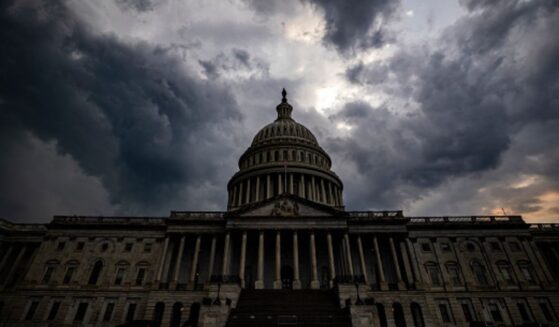 The United States Capitol Building stands in the midst of a storm on June 26, 2021.