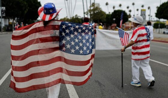 Celebrators of the El Sereno Independence Day march on June 27, 2026 in Los Angeles, California.