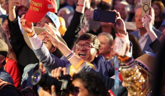A rally crowd for Steven Hilton's gubernatorial race in California gather in Los Angeles, California on June 2, 2026.