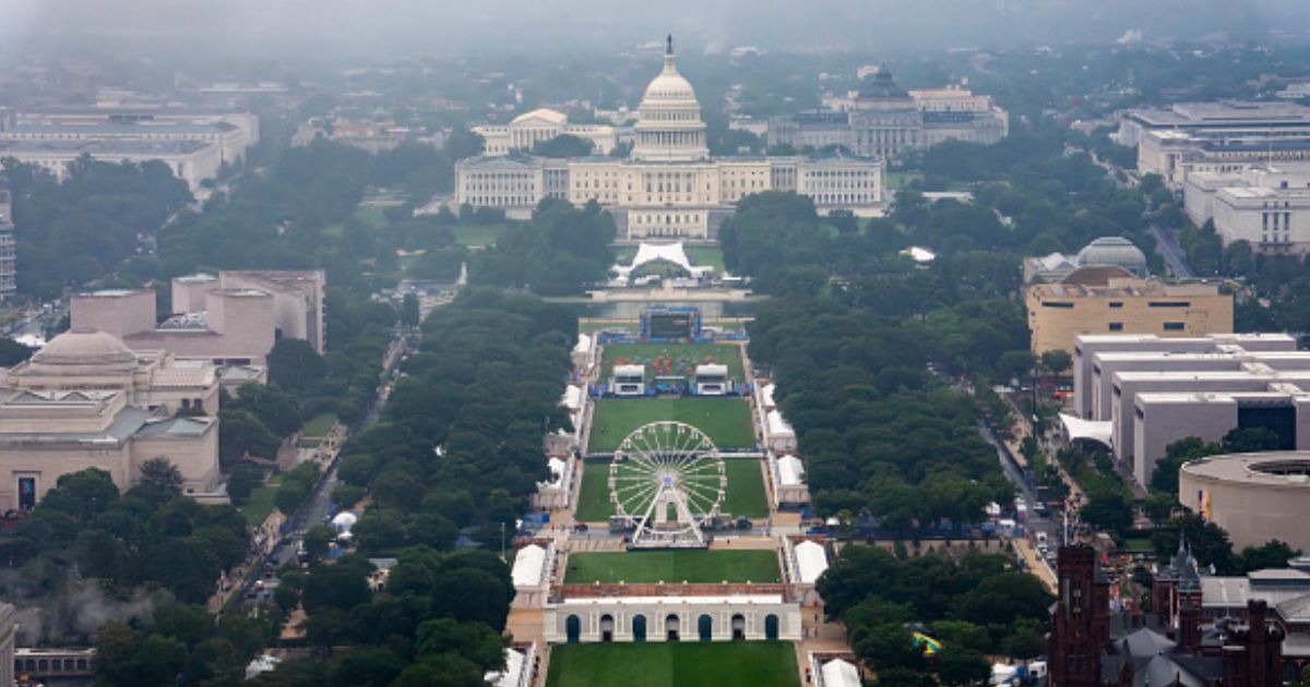The National Mall stands decorated for Freedom 250 festivities as the ceremonies begin in Washington, D.C.