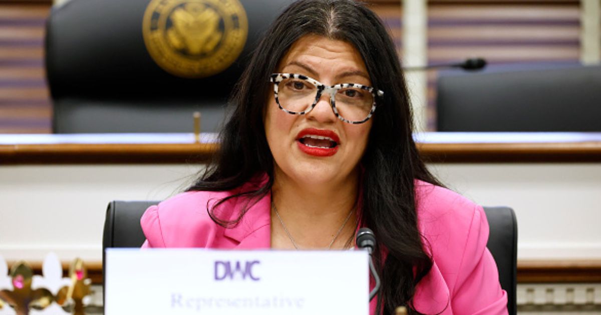 Democratic Representative Rashida Tlaib speaks at a hearing with MomsRising on April 28, 2026.