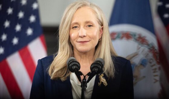 Virginia Governor Abigail Spanberger speaks to a crowd at her response to President Donald Trump’s State of the Union address in Williamsburg, Virginia on February 24, 2026.