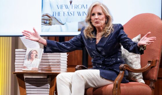 Former First Lady Dr. Jill Biden speaks to a crowd while promoting her new book, "View from the East Wing: A Memoir", which went on sale June 2.