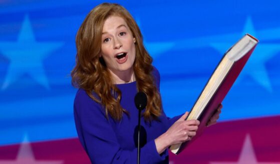 Michigan State Sen. Mallory McMorrow delivers remarks during the Democratic National Convention Aug.19, 2024, in Chicago, Illinois.