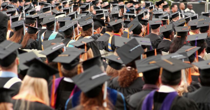 A graduation ceremony takes place.