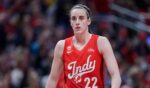 Caitlin Clark of the Indiana Fever walk up the court at a game against the Godlen State Valkyries at Gainbridge Fieldhouse in Indianapolis, Indiana, on May 22, 2026.