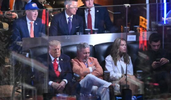 President Donald Trump sits in a box at Madison Square Garden in New York City on June 8, 2026.