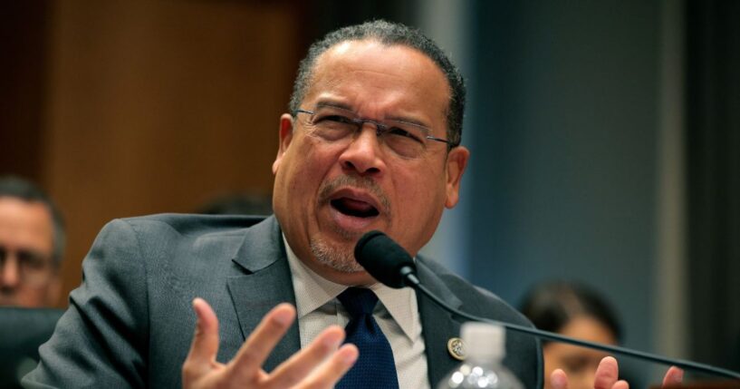Minnesota Attorney General Keith Ellison testifies at a Senate Homeland Security and Governmental Affairs Committee hearing in the Dirksen Senate Office Building in Washington on Feb. 12, 2026.