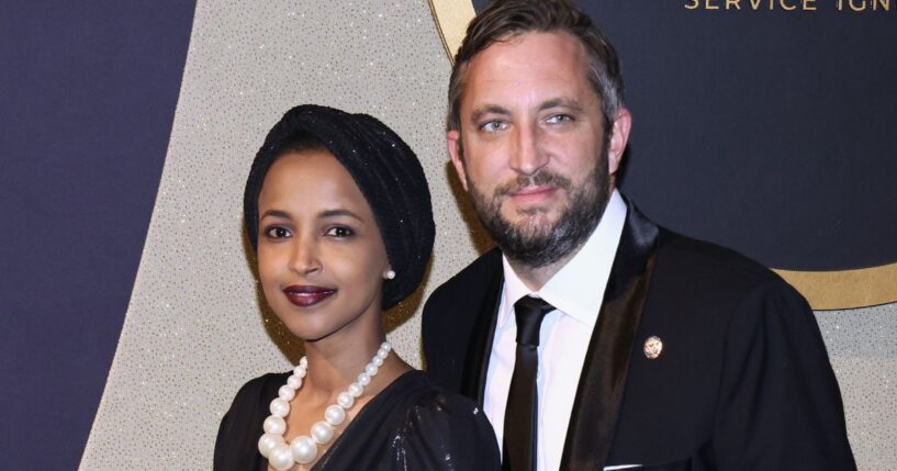 Minnesota Democratic Rep. lhan Omar, left, and Tim Mynett are seen in a file photo attending the Congressional Black Caucus Foundation Annual Legislative Conference Phoenix Awards on Sept. 23, 2023, in Washington, D.C.