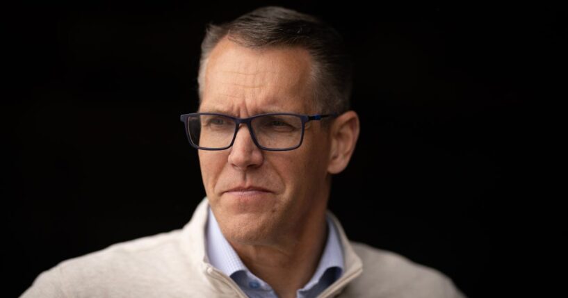 Iowa Republican gubernatorial candidate U.S. Rep Randy Feenstra speaks at a campaign event May 30 near Sioux Rapids, Iowa.