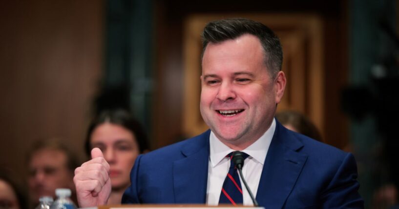 William Pulte, nominee for Director of the Federal Housing Finance Agency, testifies at a hearing of the Senate Banking Committee on Feb. 27, 2025, at the Dirksen Senate Building in Washington, D.C.