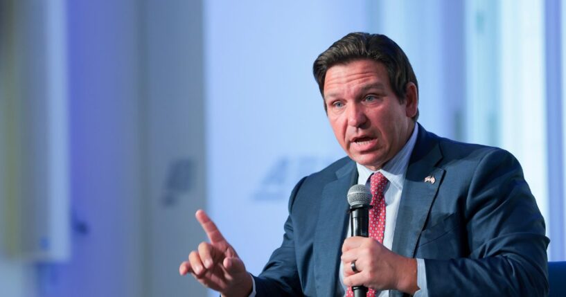 Florida Gov. Ron DeSantis speaks during an event at the American Enterprise Institute for Public Policy Research headquarters on June 3, 2026, in Washington, D.C.