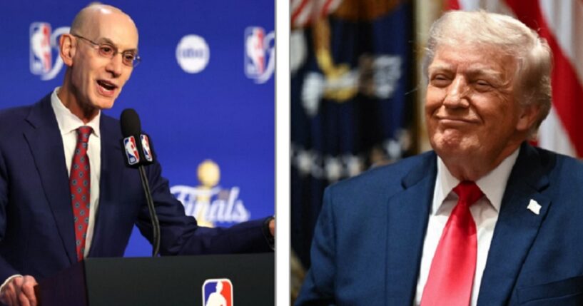 NBA Commissioner Adam Silver, left; President Donald Trump, right.