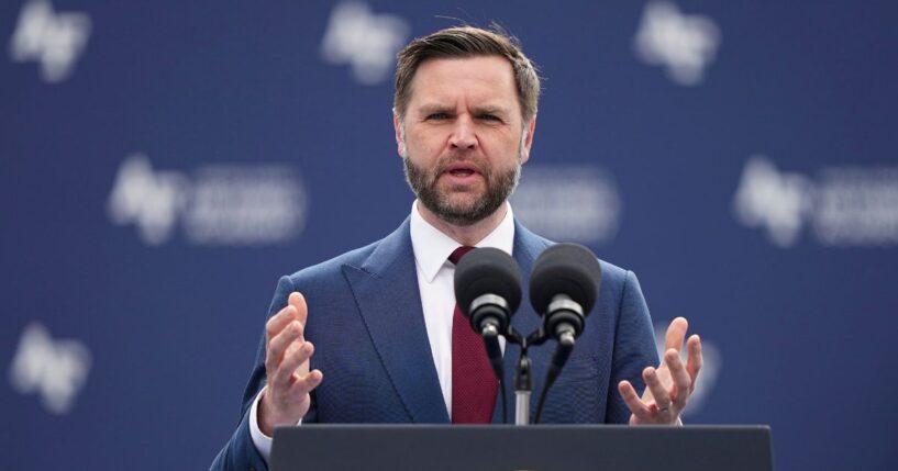 Vice President J.D. Vance speaks at the United States Air Force Academy Graduation Ceremony at Falcon Stadium at the United States Air Force Academy on May 28, 2026, in Colorado Springs, Colorado.