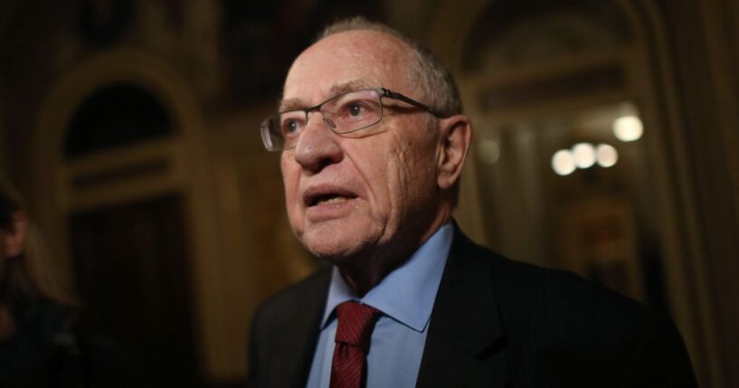 Attorney Alan Dershowitz, a member of President Donald Trump's legal team, speaks to the press in the Senate Reception Room during the Senate impeachment trial at the U.S. Capitol on Jan. 29, 2020, in Washington, D.C.