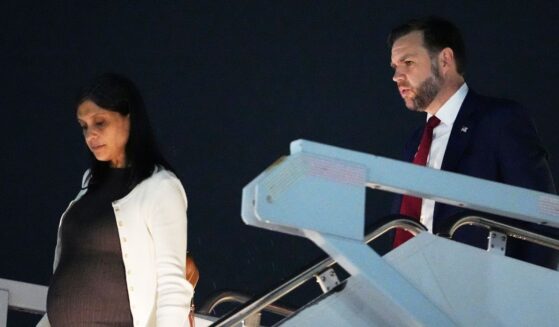 Vice President J.D. Vance and Second Lady Usha Vance arrive on Air Force Two at Colorado Springs Airport on May 27, 2026, in Colorado Springs, Colorado.