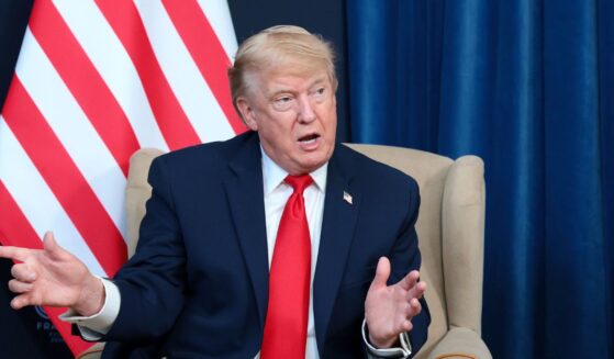 President Donald Trump speaks during a bilateral meeting with the Emir of Qatar, Sheikh Tamim bin Hamad Al Thani, on the sidelines of the G7 summit, on June 16, 2026, in Evian-les-Bains, France.