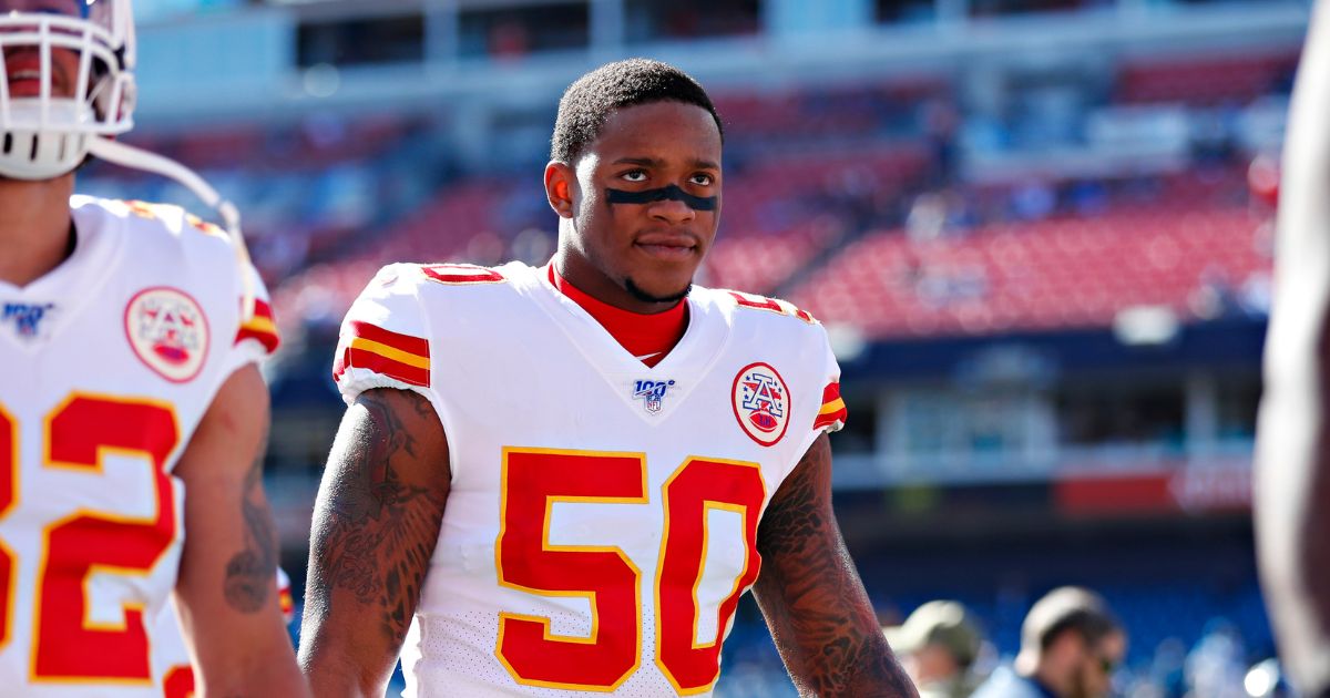 Darron Lee of the Kansas City Chiefs walks off the field before a game against the Tennessee Titans at Nissan Stadium on Nov. 10, 2019, in Nashville, Tennessee.