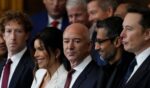 Guests including Mark Zuckerberg, Lauren Sanchez, Jeff Bezos, Sundar Pichai, and Elon Musk attend the Inauguration of Donald J. Trump in the U.S. Capitol Rotunda on Jan. 20, 2025, in Washington, D.C.