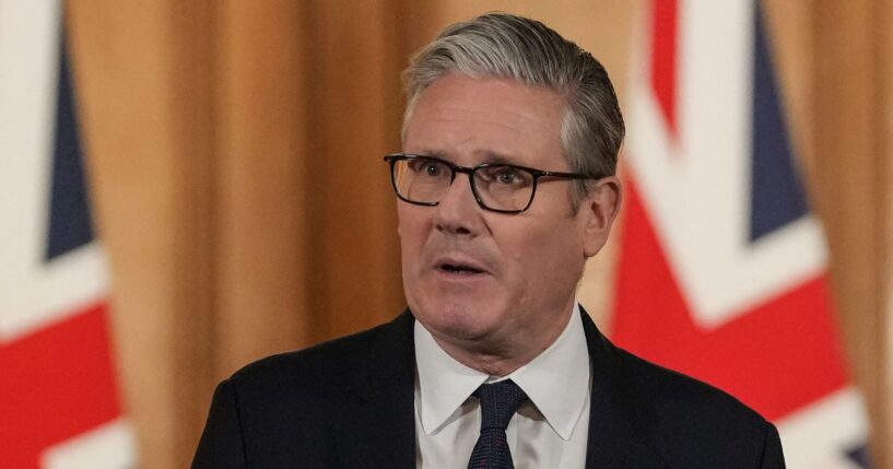 British Prime Minister Keir Starmer attends a press conference at Downing Street in central London on June 15, 2026, to announce government action to protect children online.