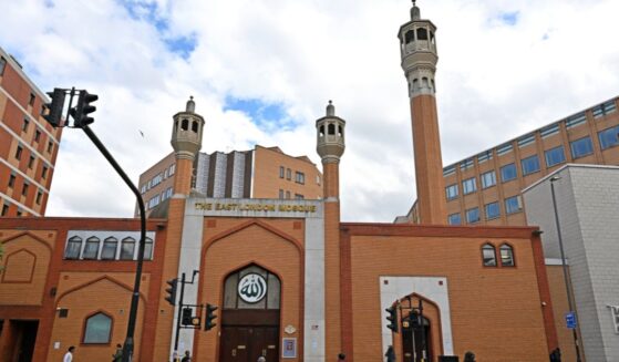 A general exterior view of the East London Mosque on Whitechapel Road on May 11, 2026, in London, England.